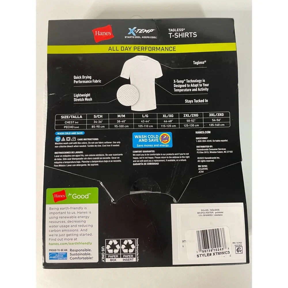 Hanes Mens‎ Small White New 3-Pack Mesh Performance Breathable